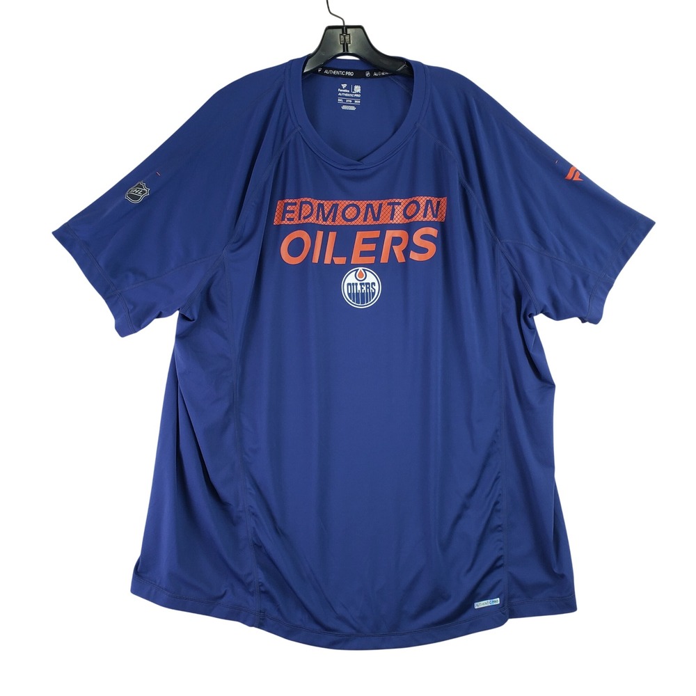 Edmonton Oilers Fanatics T Shirt Mens 3XL Royal Blue Hockey Authentic Pro Jersey